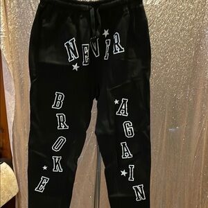Black Kids Joggers with White Lettering NWT
